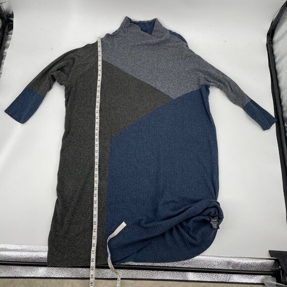 Nic + Zoe Gray Blue Mockneck Ribbed Colorblock Sweater Dress Womens Plus Size 2X - Picture 7 of 7